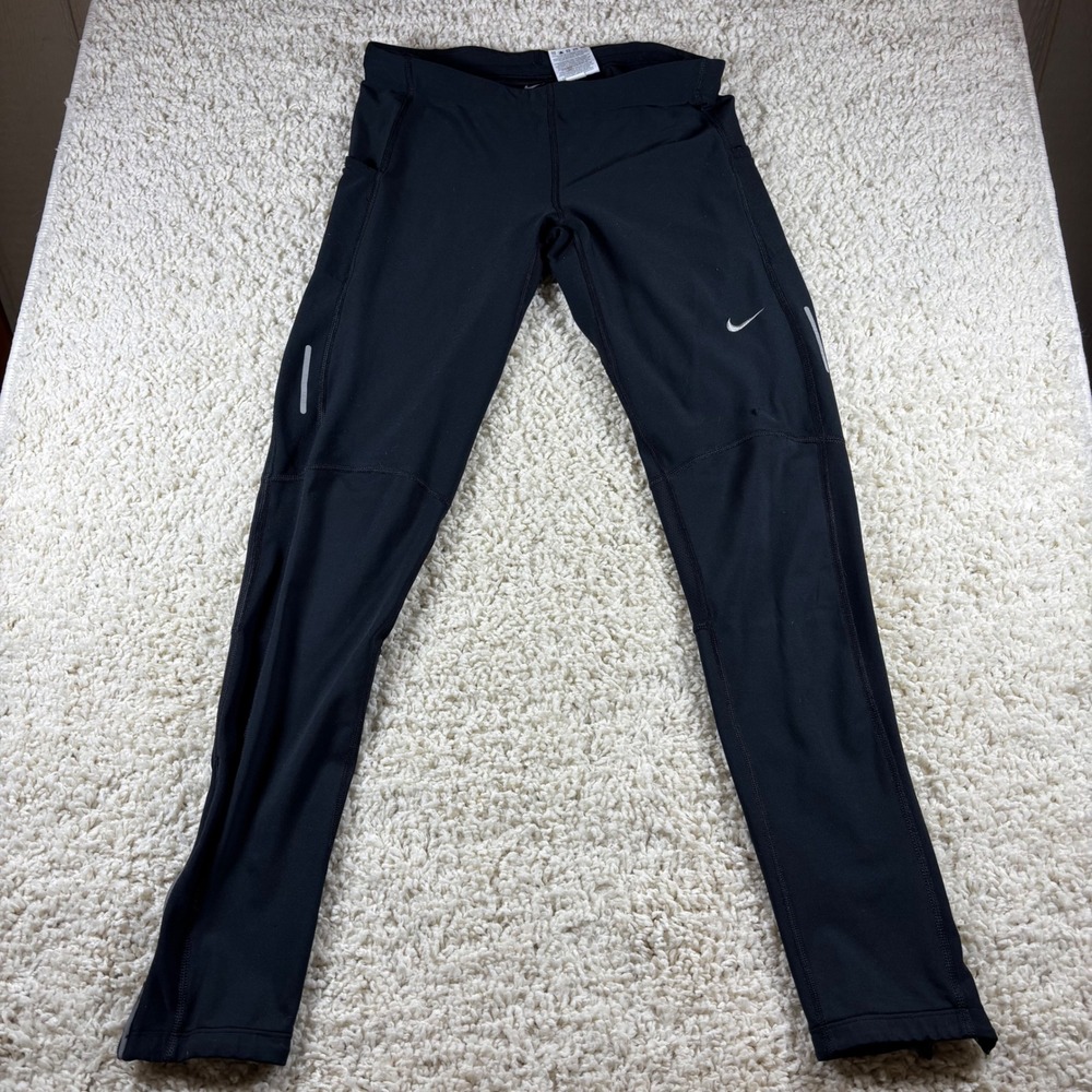 Nike Dri Fit Womens Black Running Athletic Pants Zip Ankle L